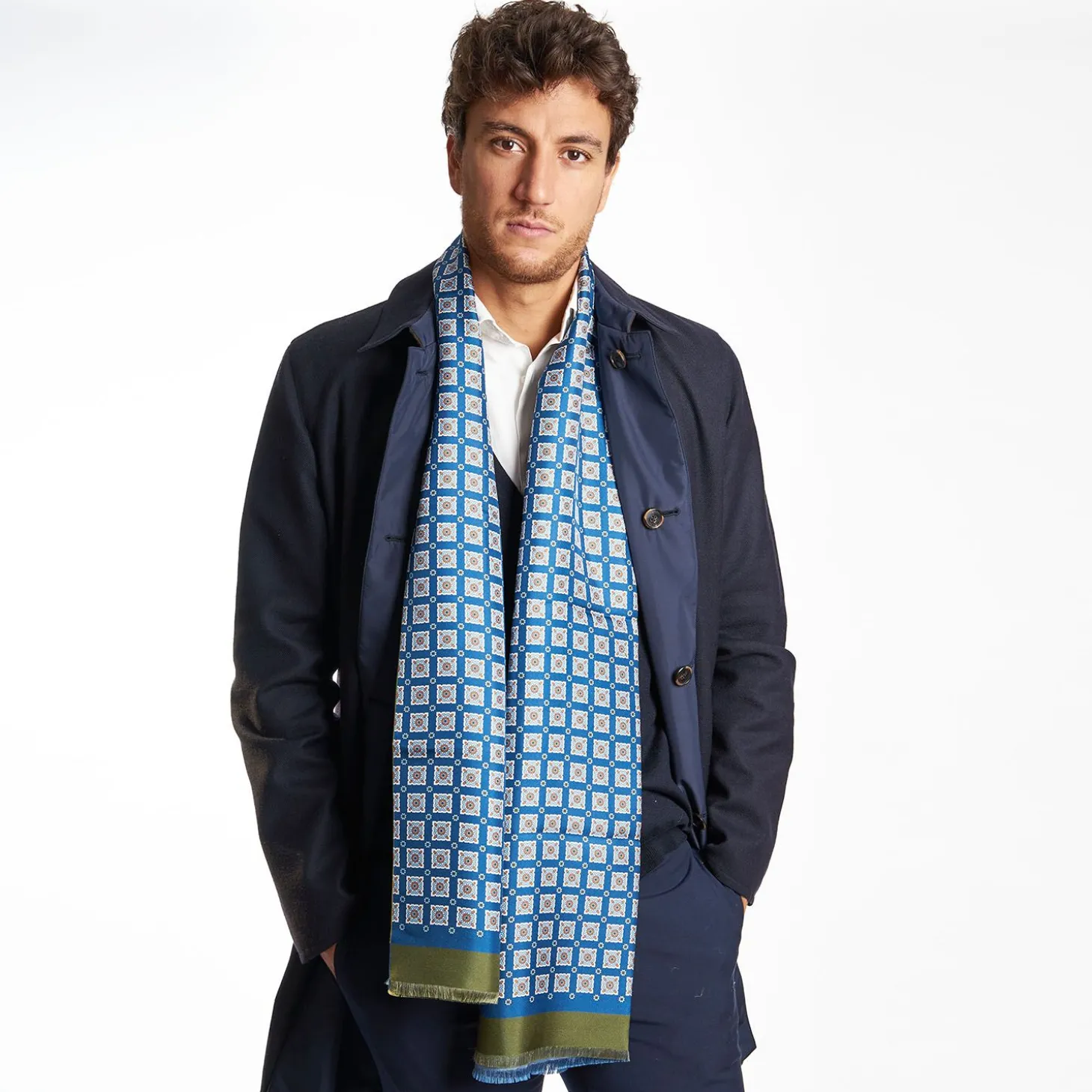 Blue And Green Double Silk Scarf