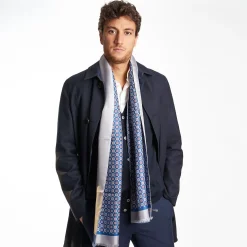 Blue And Grey Double Silk Scarf