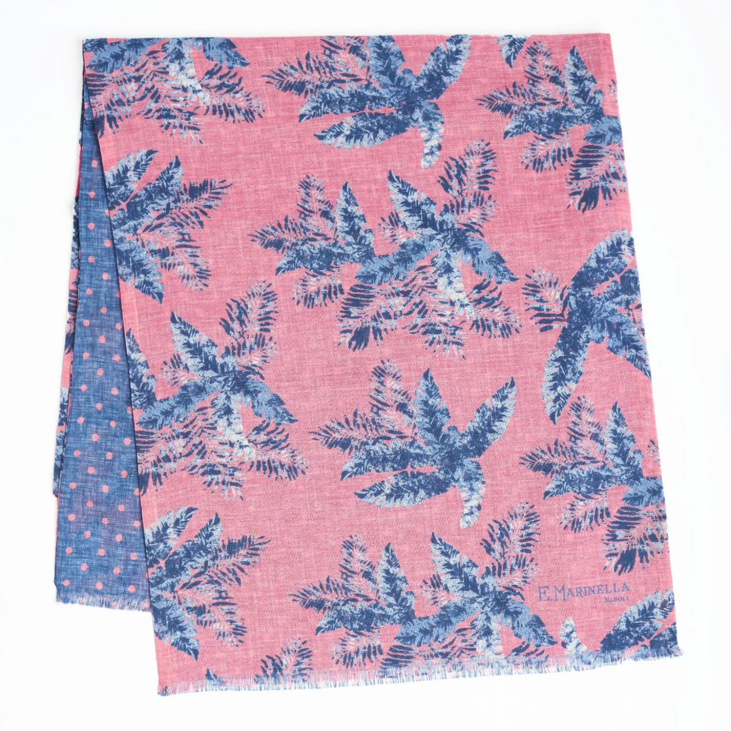 Blue And Pink Wool And Silk Scarf