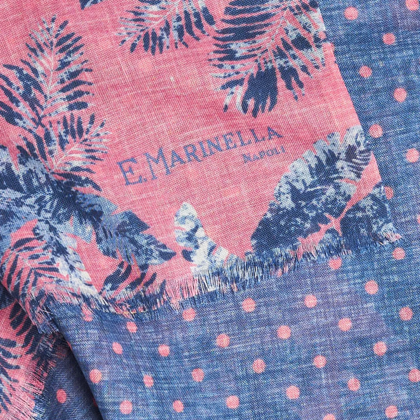 Blue And Pink Wool And Silk Scarf