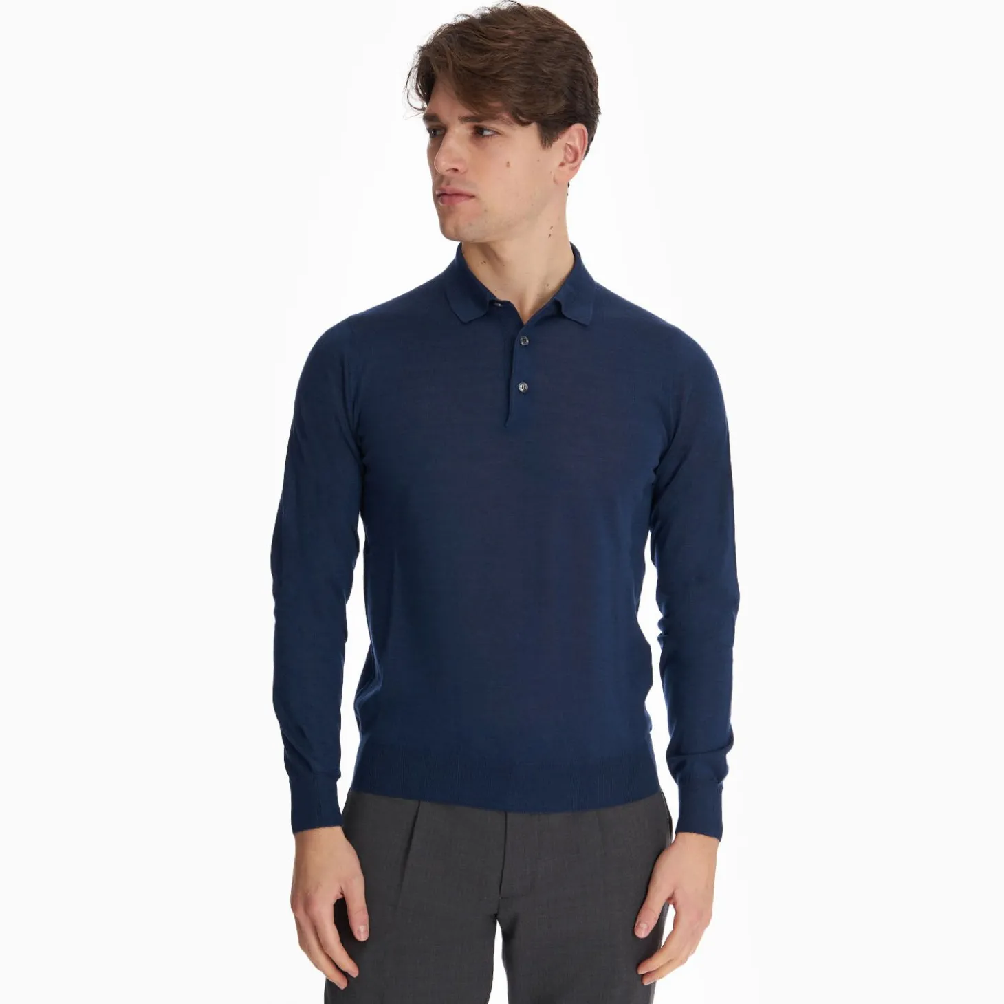 Blue Cashmere And Silk Polo Shirt