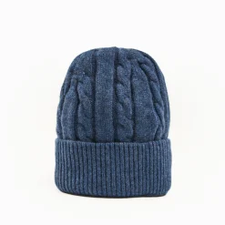 Blue Cashmere Braid Beanie