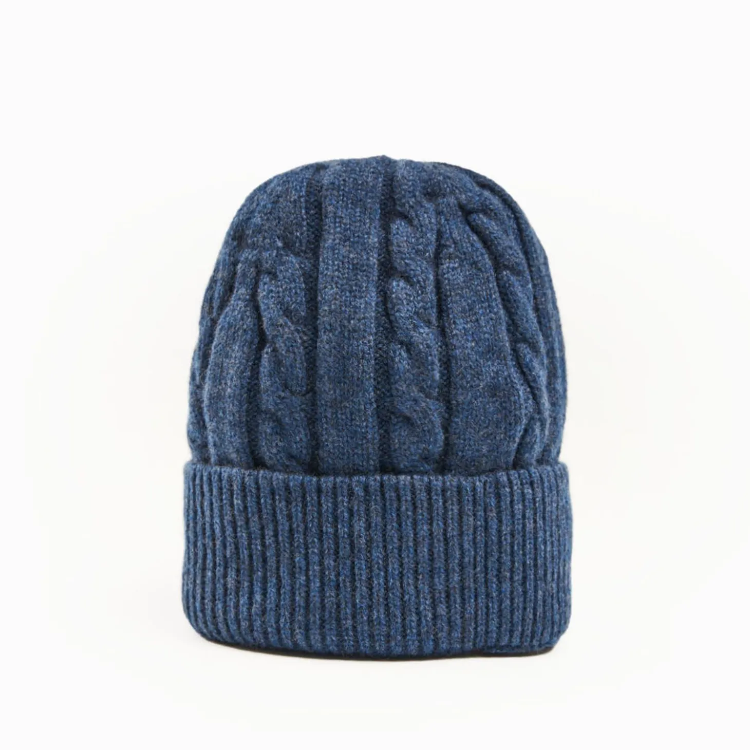 Blue Cashmere Braid Beanie
