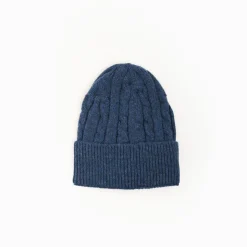 Blue Cashmere Braid Beanie
