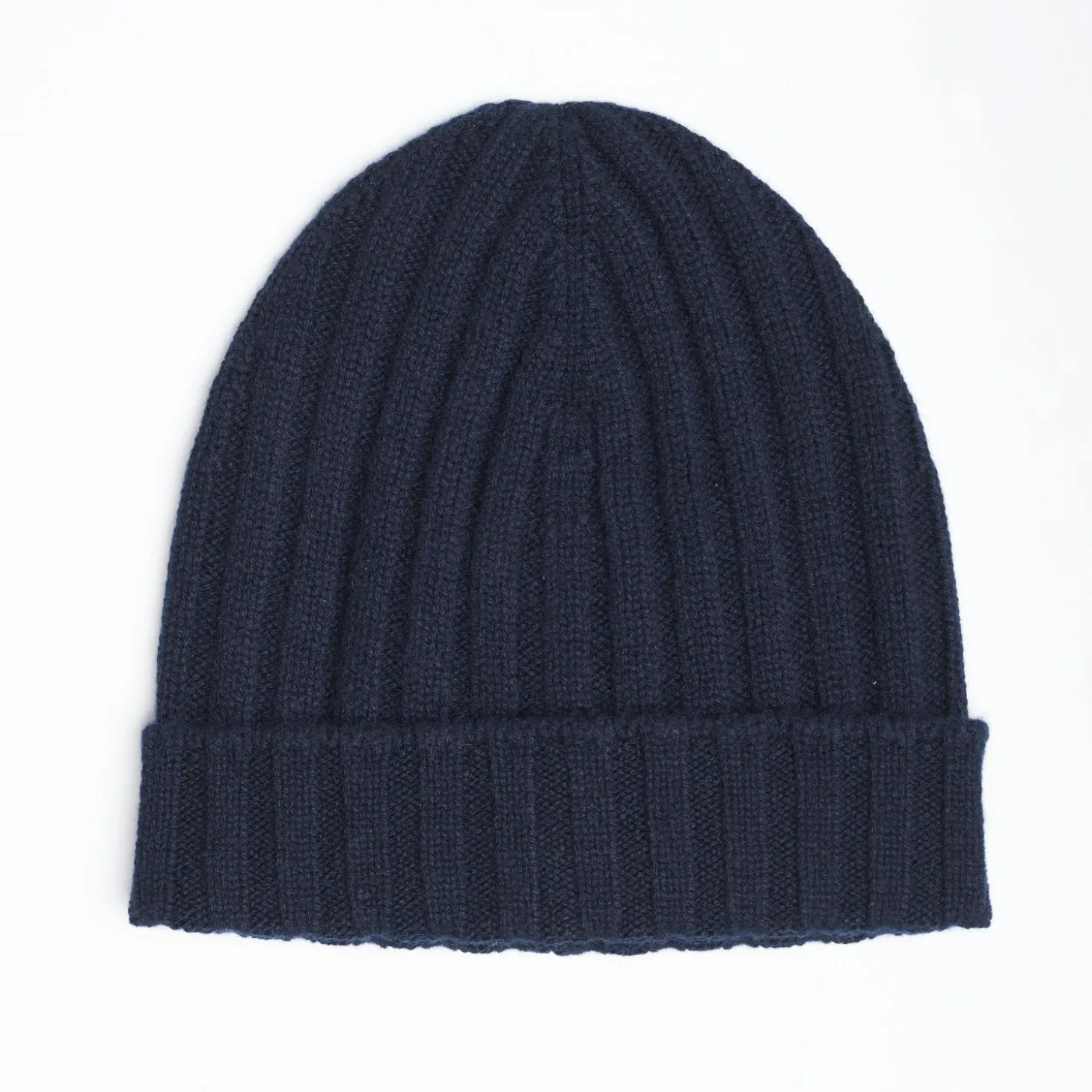 Blue Cashmere Ribbed Beanie
