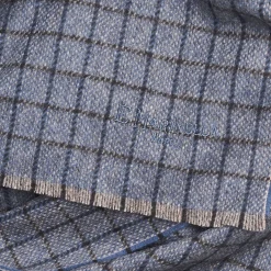 Blue Cashmere Small-Check Scarf