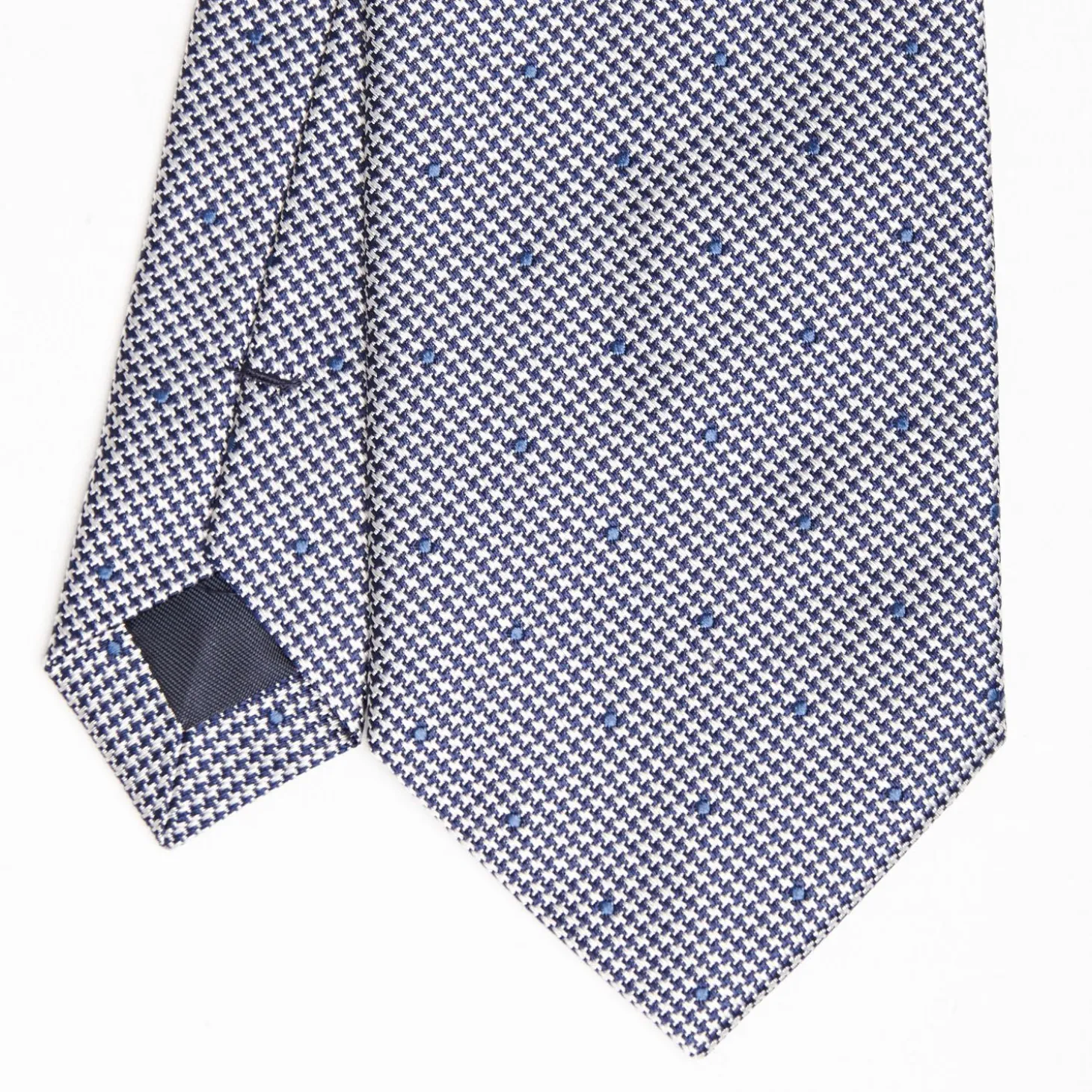 Blue Ceremonial Jacquard Silk Tie Polka Dot Pattern