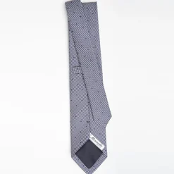 Blue Ceremonial Jacquard Silk Tie Polka Dot Pattern