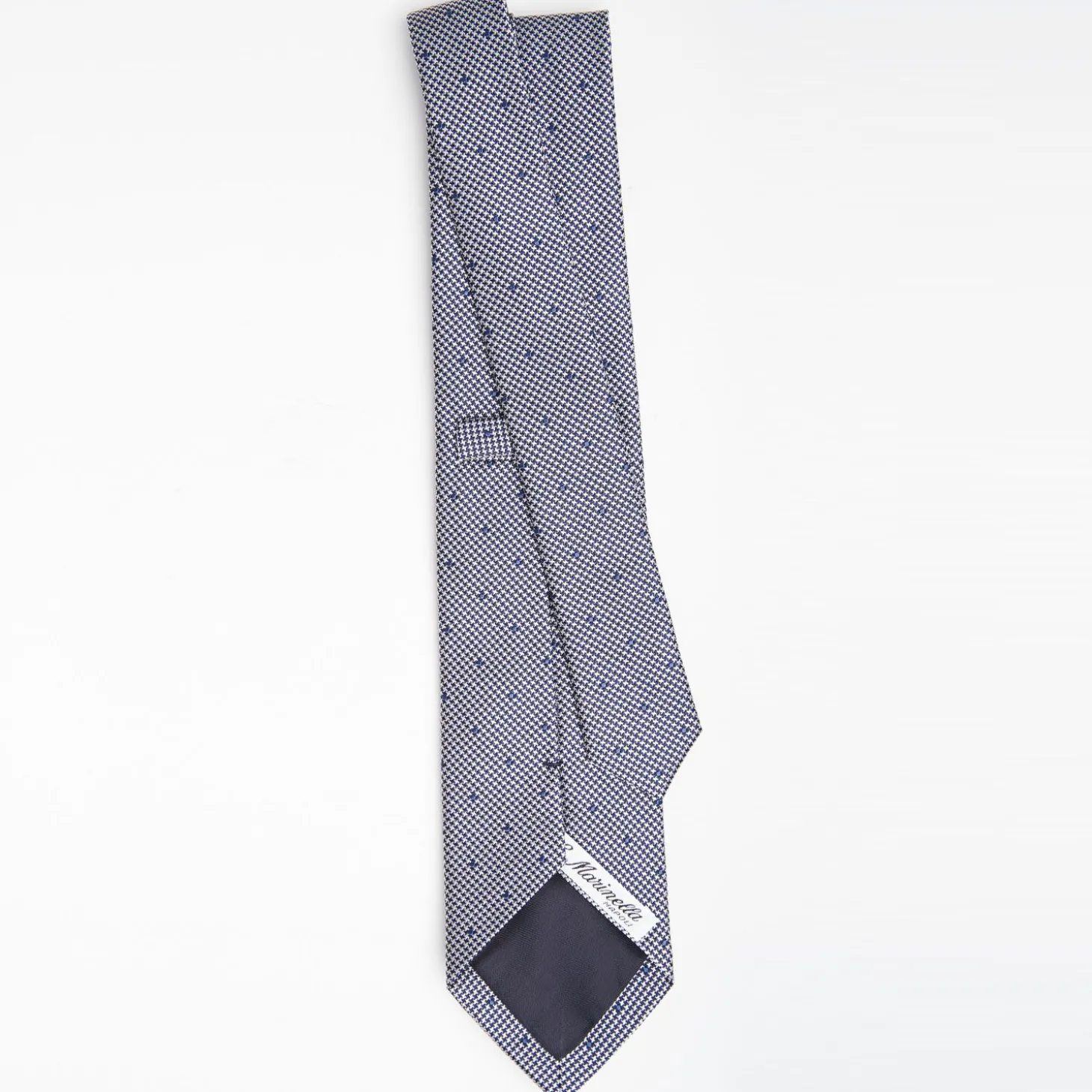 Blue Ceremonial Jacquard Silk Tie Polka Dot Pattern