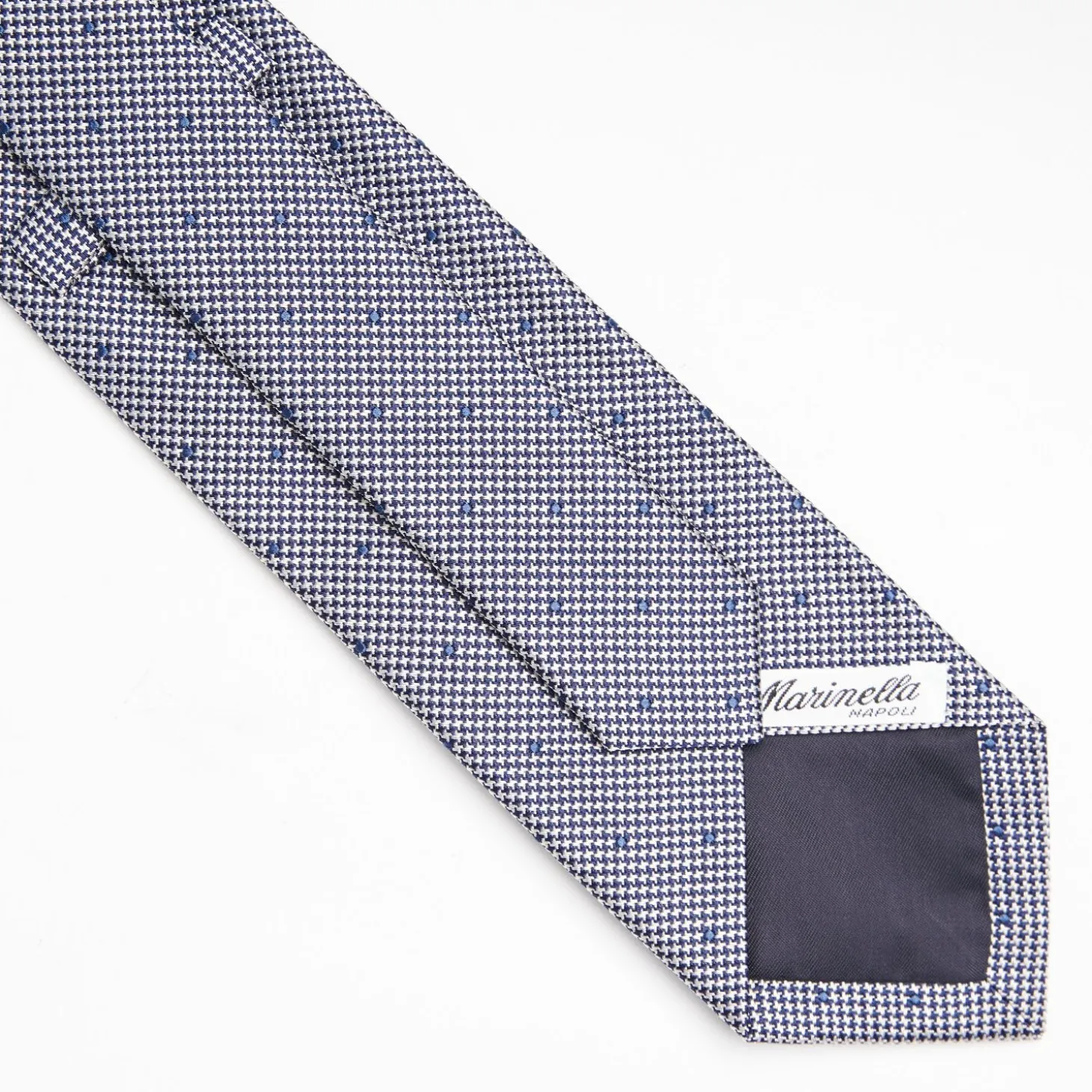 Blue Ceremonial Jacquard Silk Tie Polka Dot Pattern