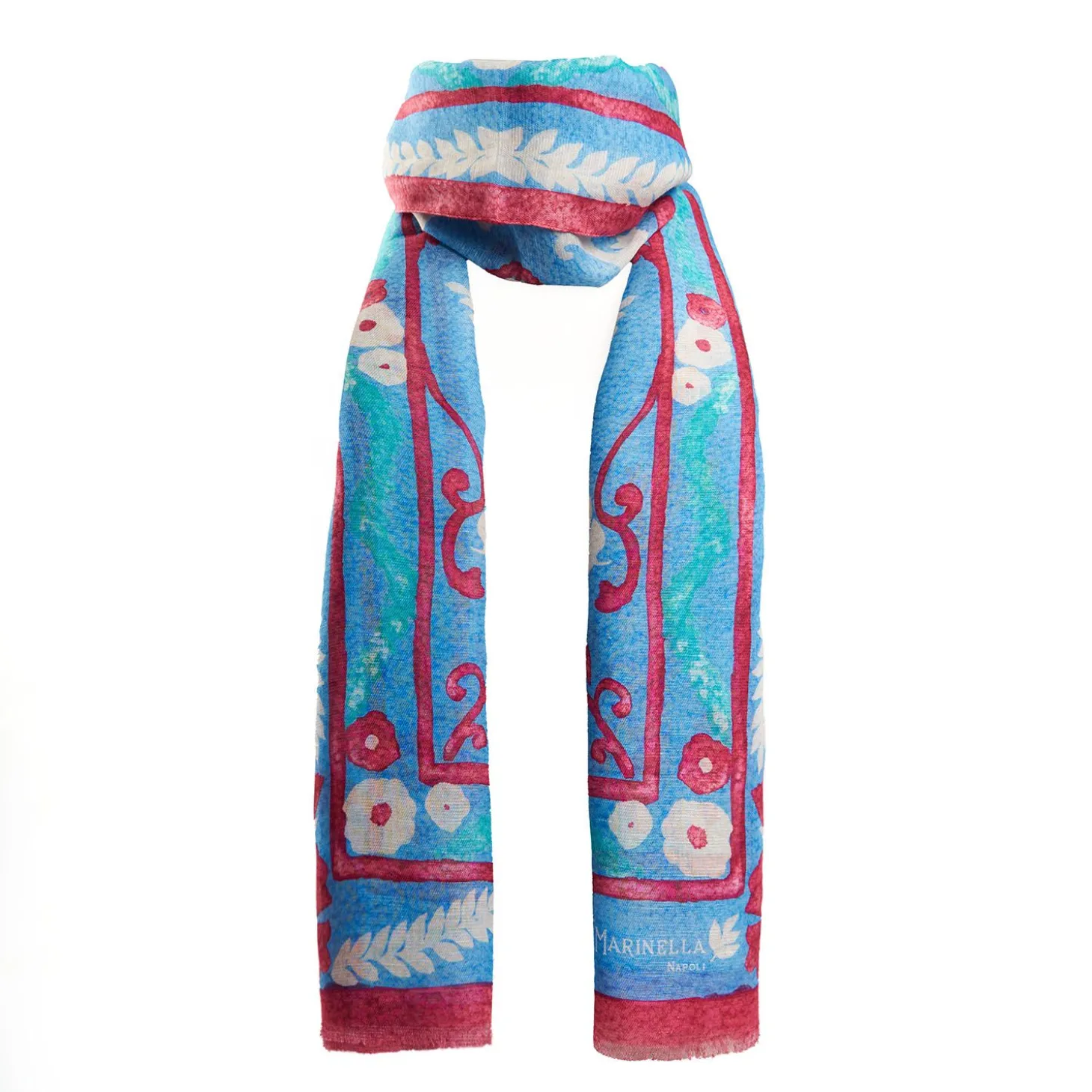 Blue Cotton And Linen Scarf - Summer Vibes