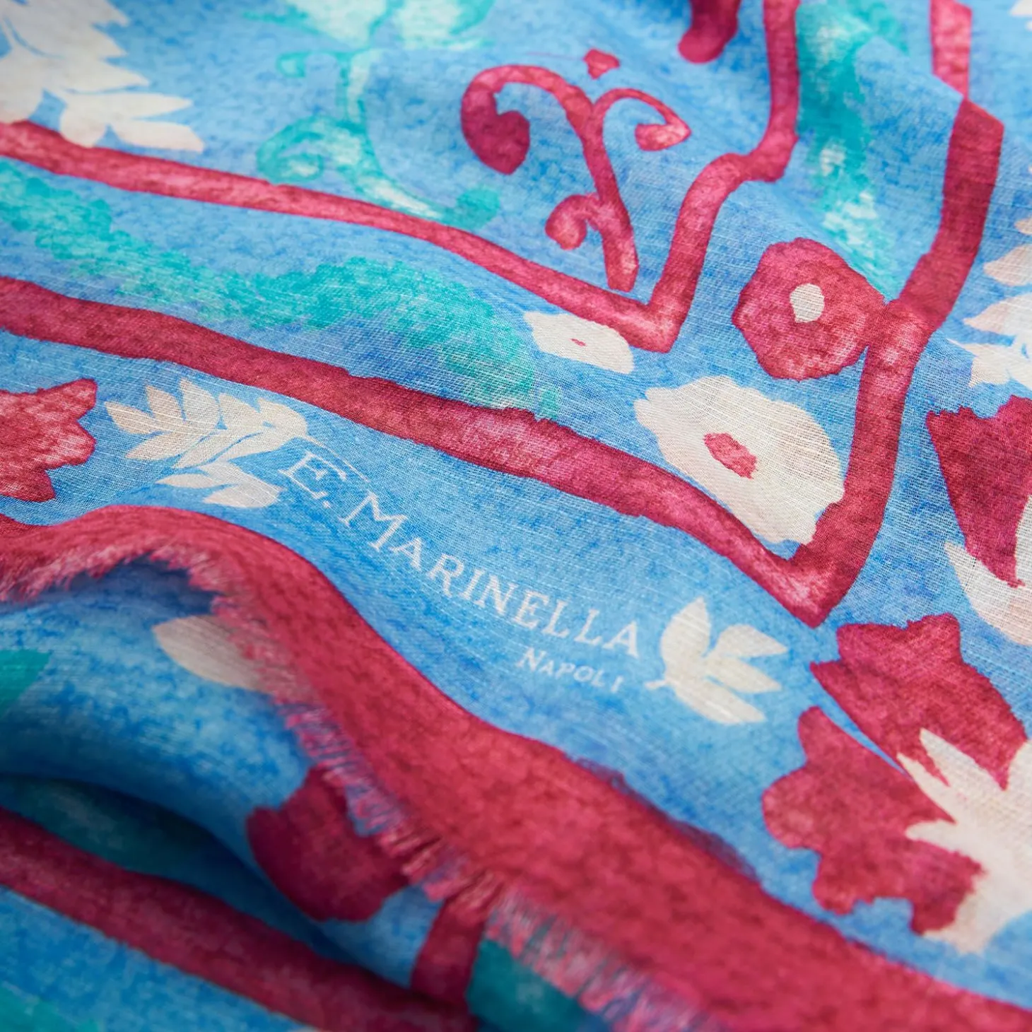 Blue Cotton And Linen Scarf - Summer Vibes