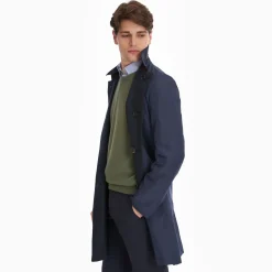 Blue Double-Faced Wool And Cashmere Coat