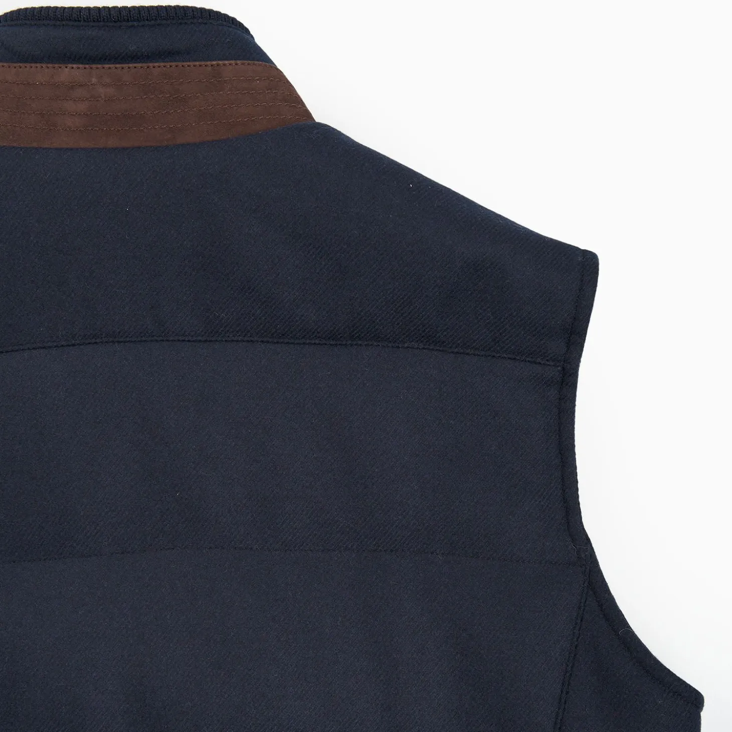 Blue Down Gilet With Alcantara Details