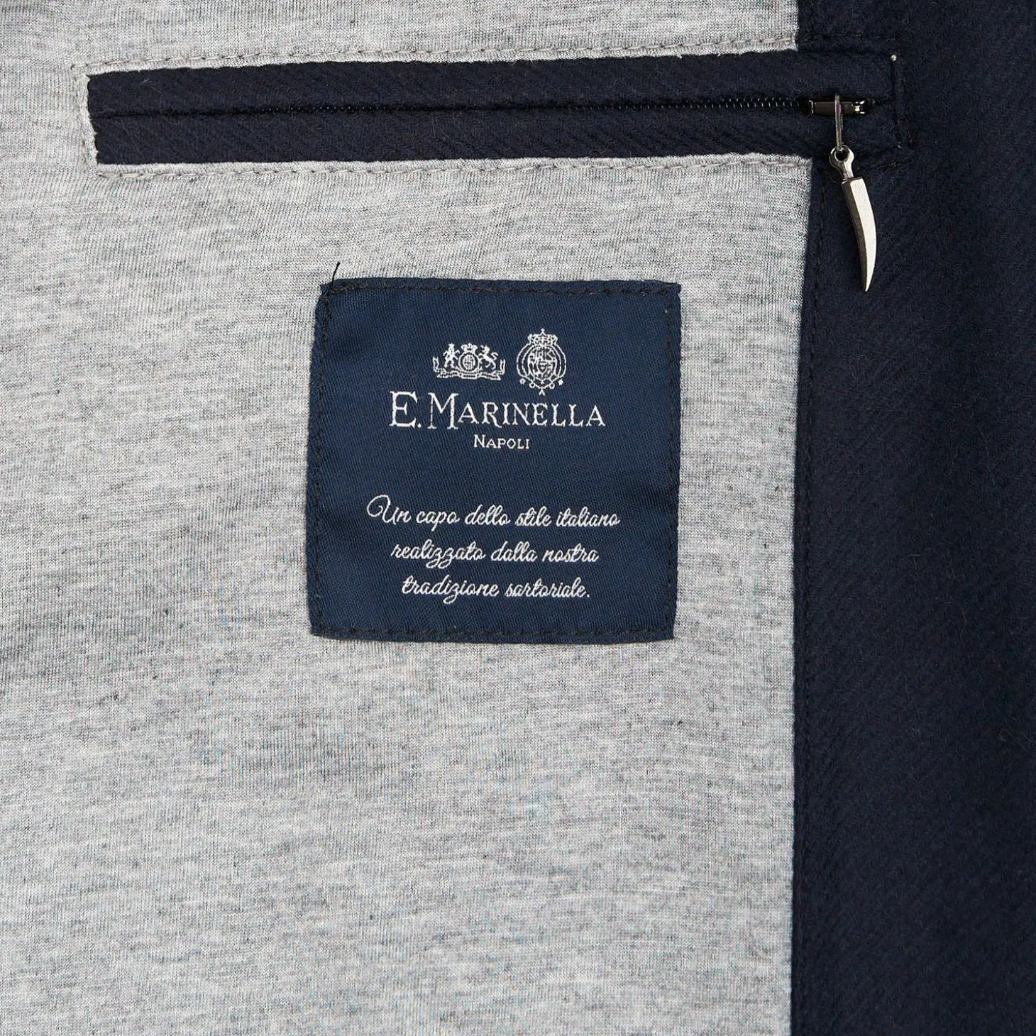 Blue Down Gilet With Alcantara Details