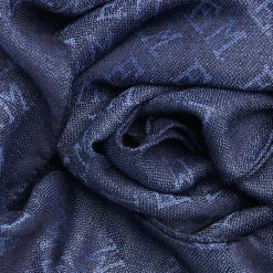 Blue Em Logo Scarf In Wool And Cashmere