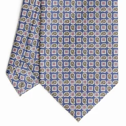 Blue Extra Long Sartorial Silk Tie - Paisley Pattern