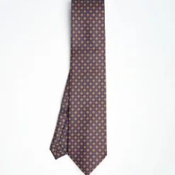 Blue Extra Long Sartorial Silk Tie - Large Flower Pattern