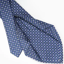 Blue 5 Fold Sartorial Silk Tie - Small Flower Pattern