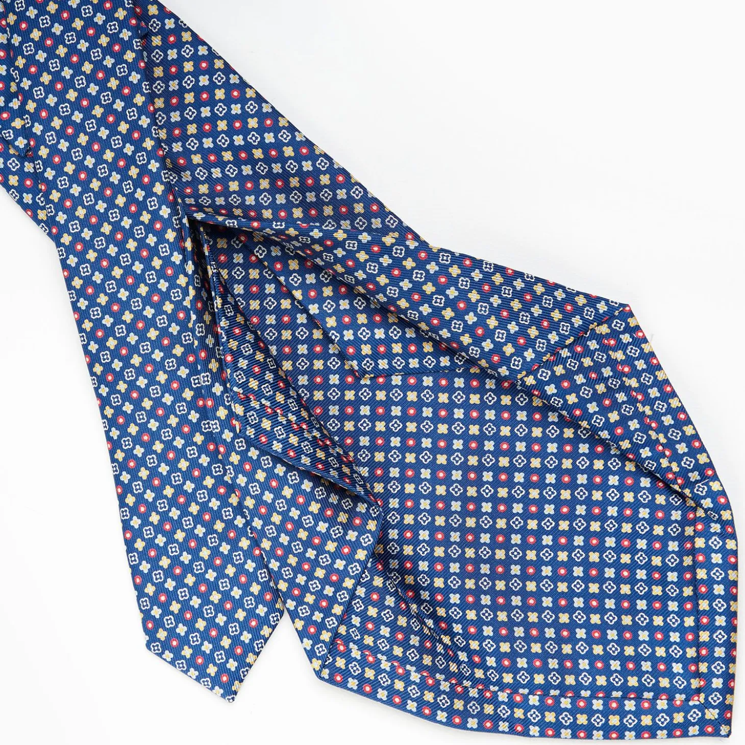 Blue 5 Fold Sartorial Silk Tie - Small Flower Pattern