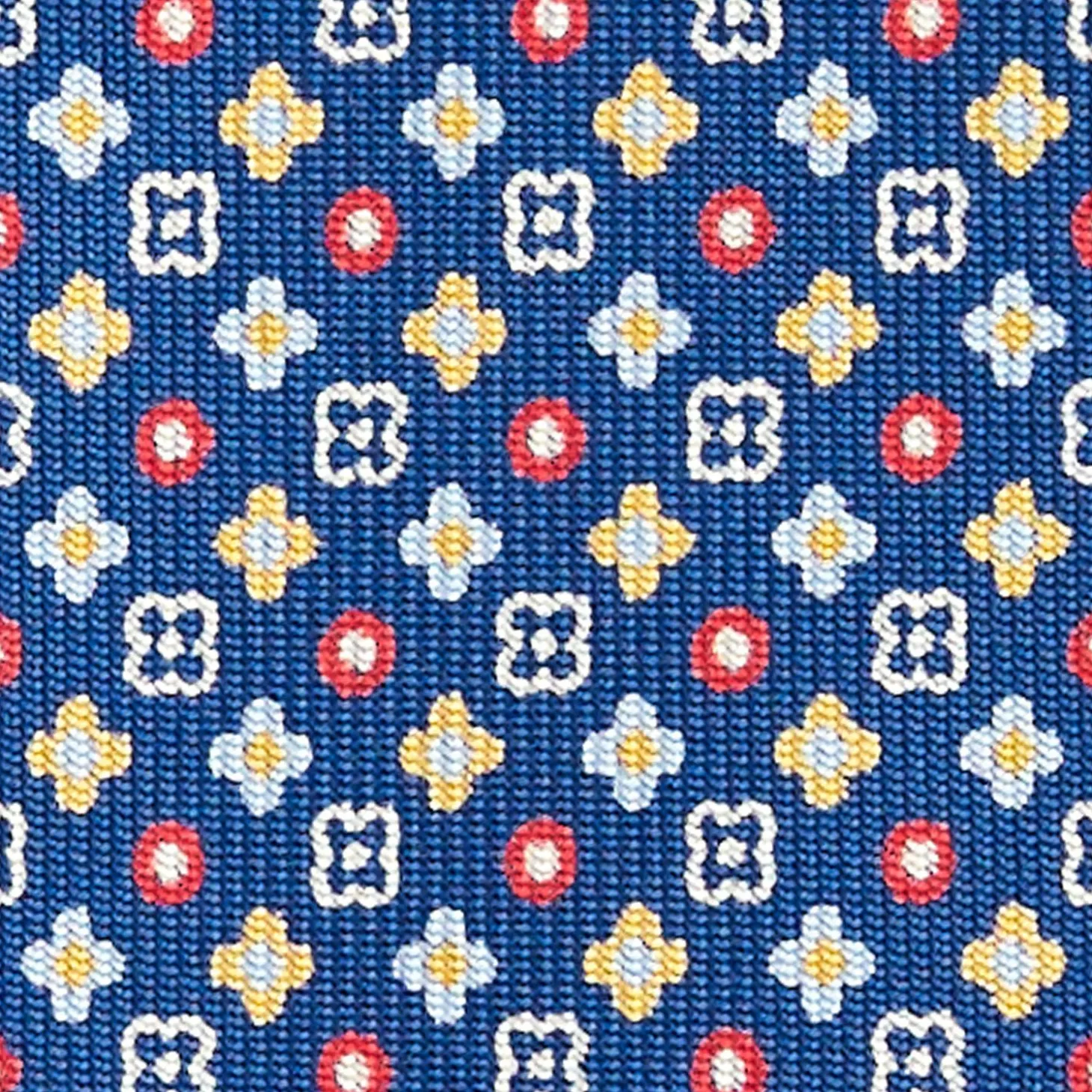 Blue 5 Fold Sartorial Silk Tie - Small Flower Pattern