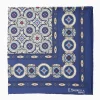 Blue Hand-Printed Silk Pocket Square - Large Flower Pattern