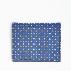 Blue Leather Folding Card Holder - 10 Compartments