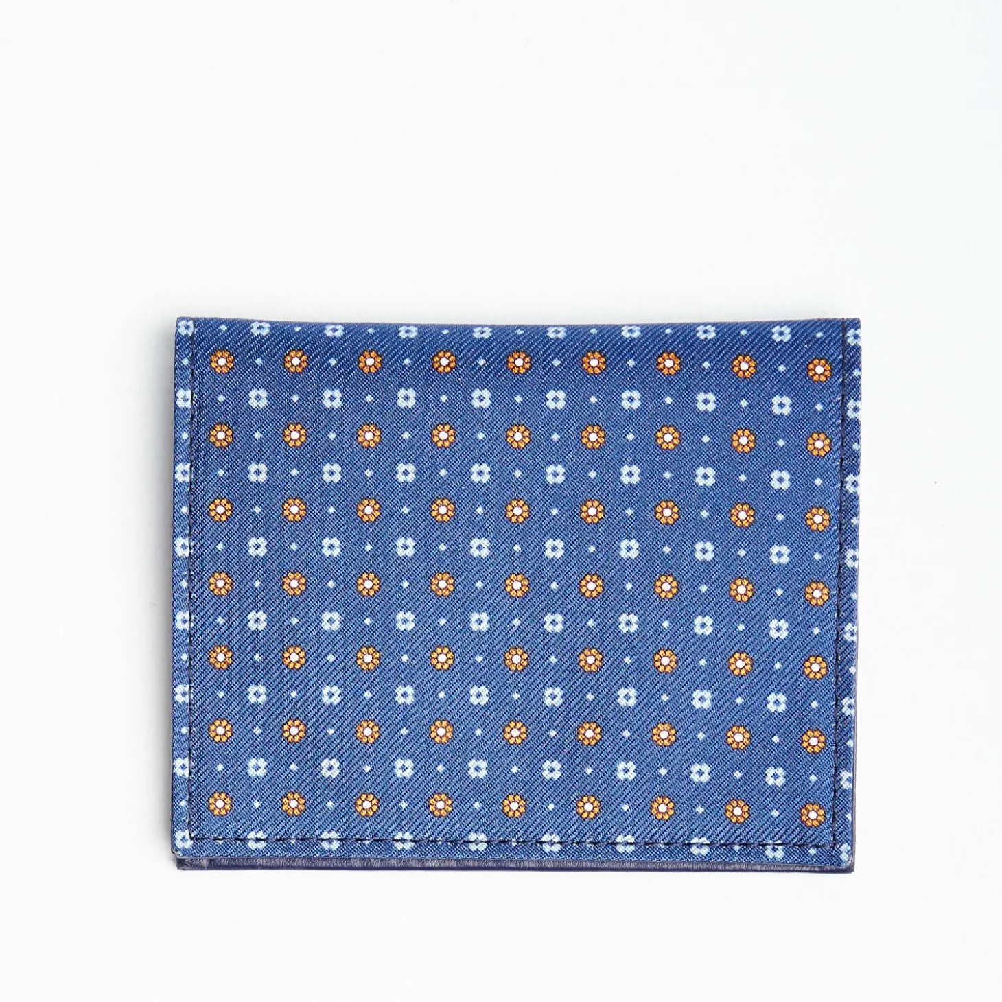 Blue Leather Folding Card Holder - 10 Compartments