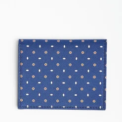 Blue Leather Folding Card Holder - 10 Compartments