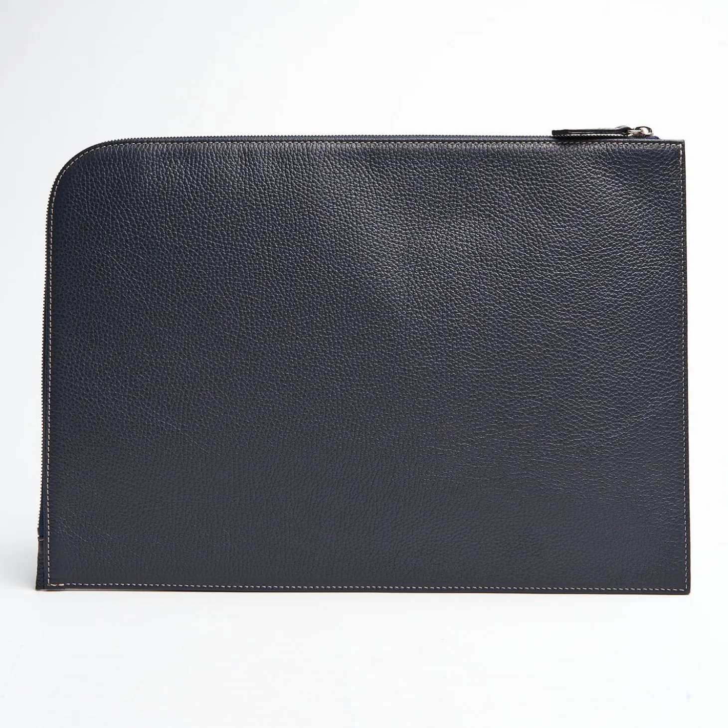 Blue Leather Portfolio With Strap