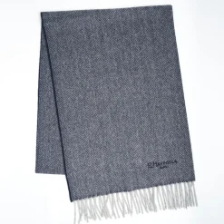 Blue Light Pure Cashmere Fringed Scarf
