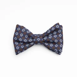 Blue Pre-Knotted Silk Bowtie- Large Flower Pattern