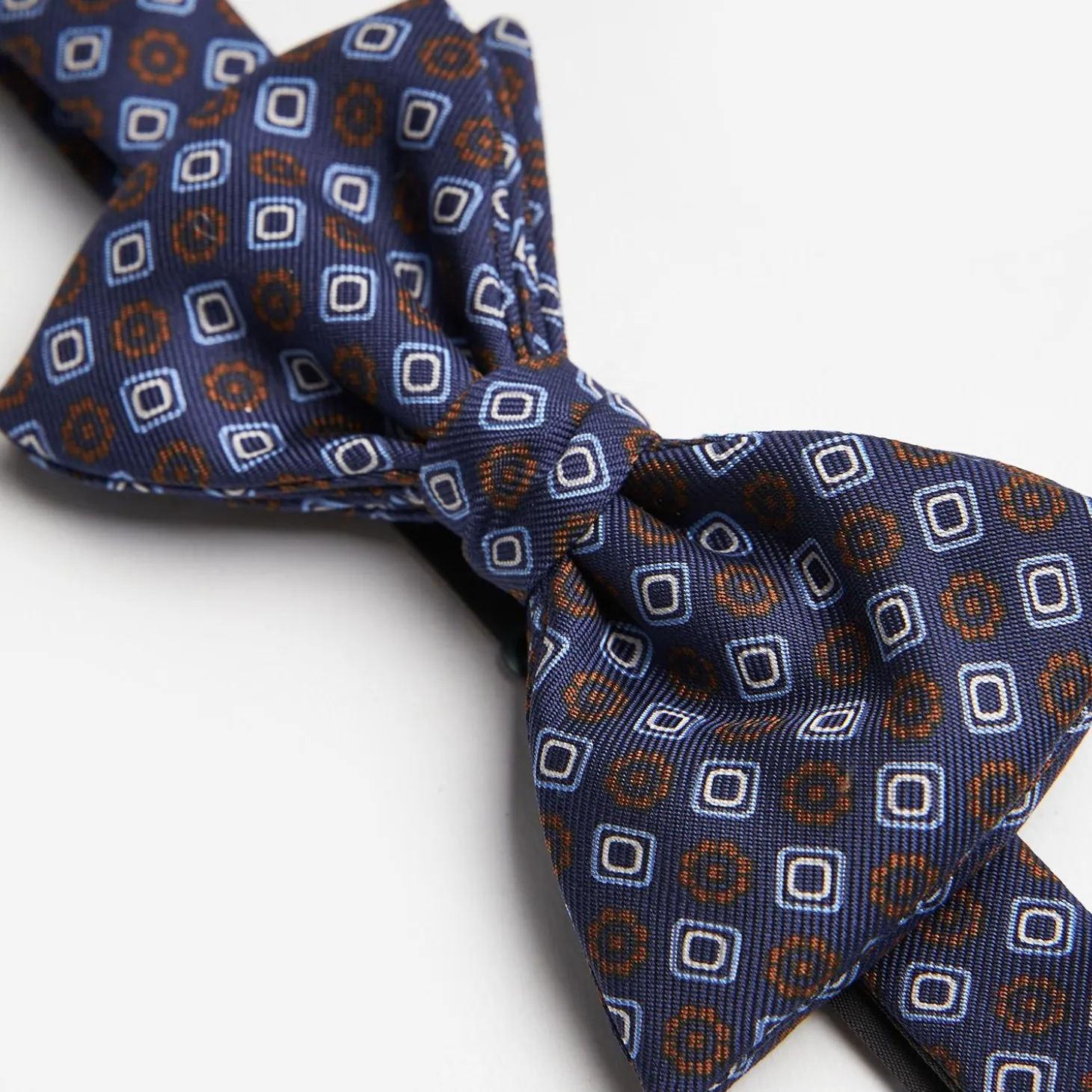 Blue Pre-Knotted Silk Bowtie- Large Flower Pattern