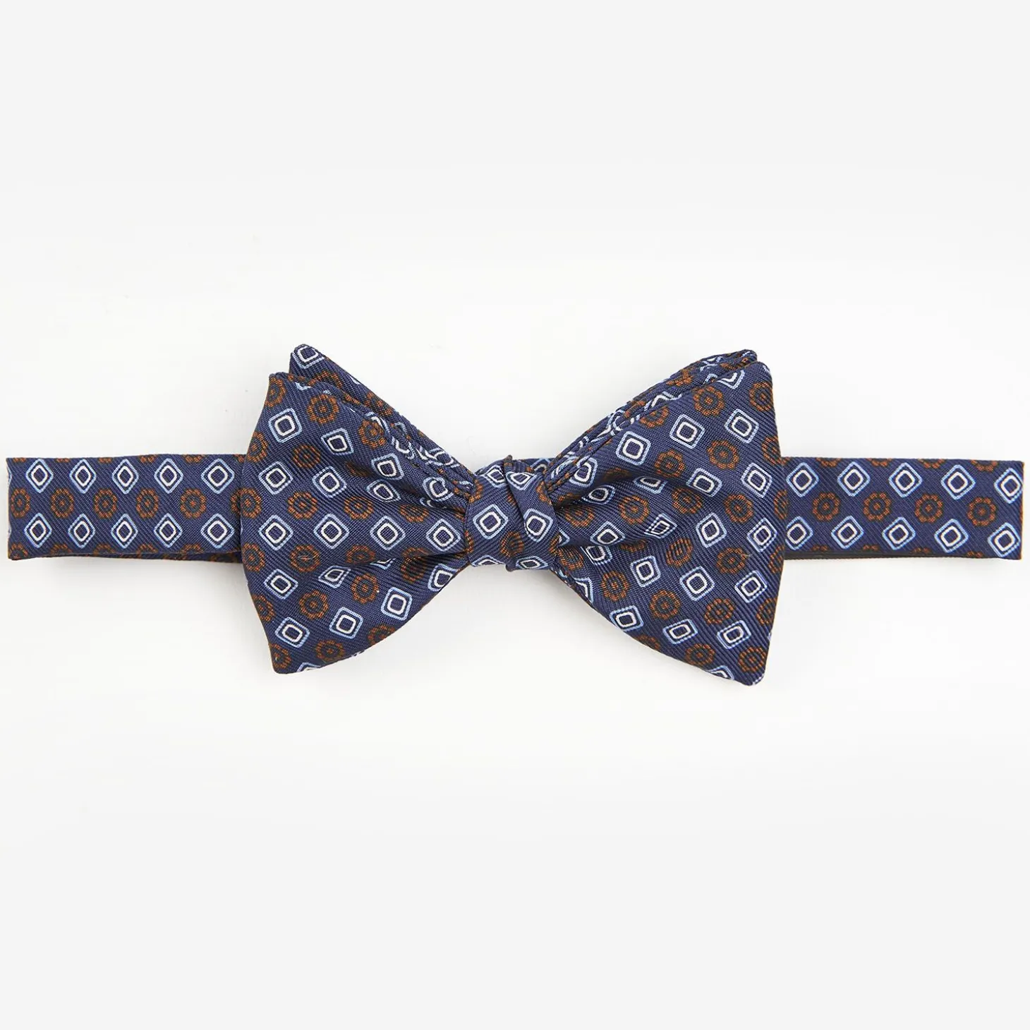 Blue Pre-Knotted Silk Bowtie- Large Flower Pattern