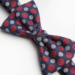 Blue Pre-Knotted Silk Bowtie- Large Flower Pattern