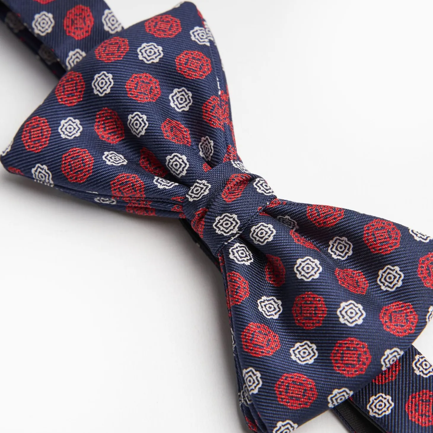 Blue Pre-Knotted Silk Bowtie- Large Flower Pattern