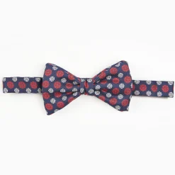 Blue Pre-Knotted Silk Bowtie- Large Flower Pattern