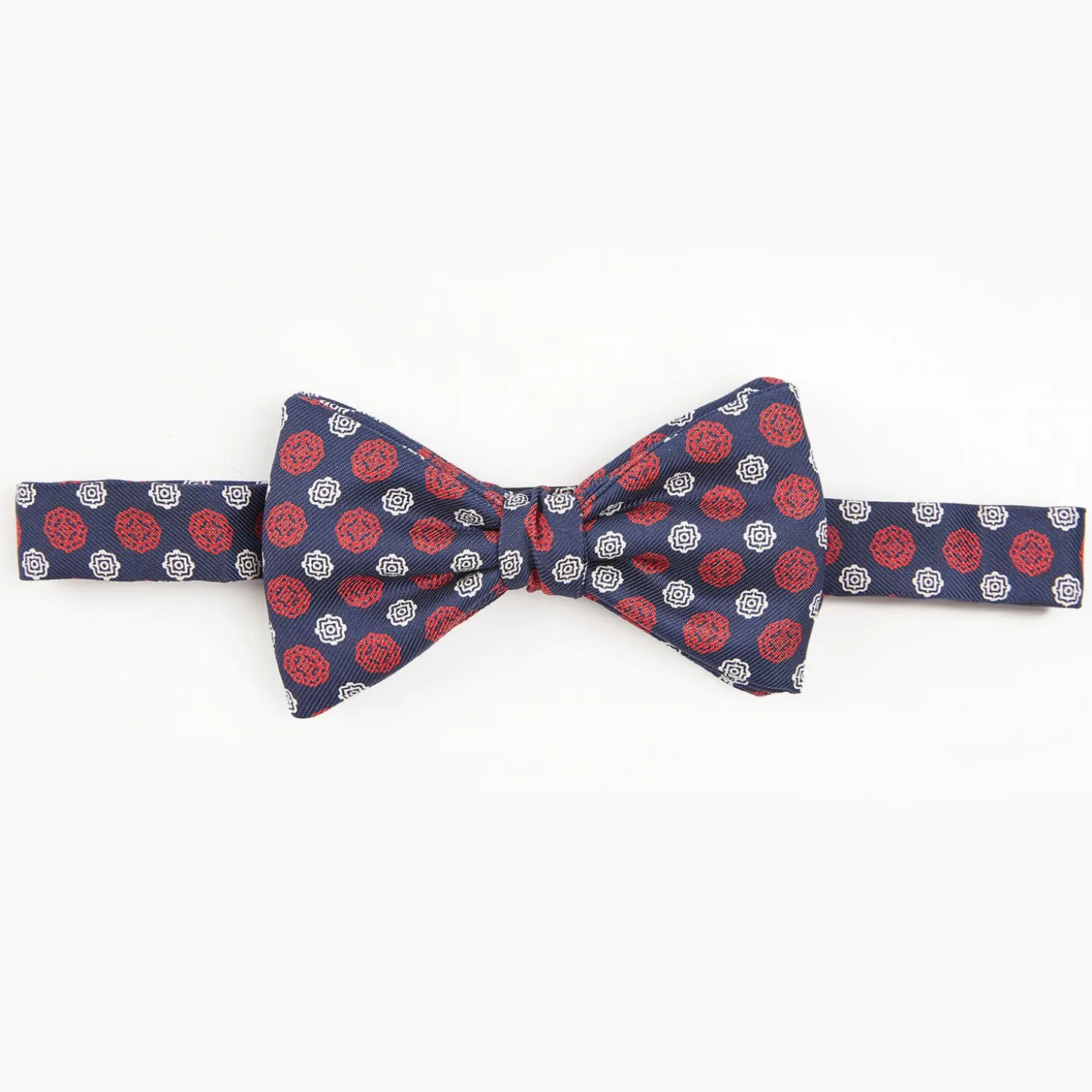 Blue Pre-Knotted Silk Bowtie- Large Flower Pattern