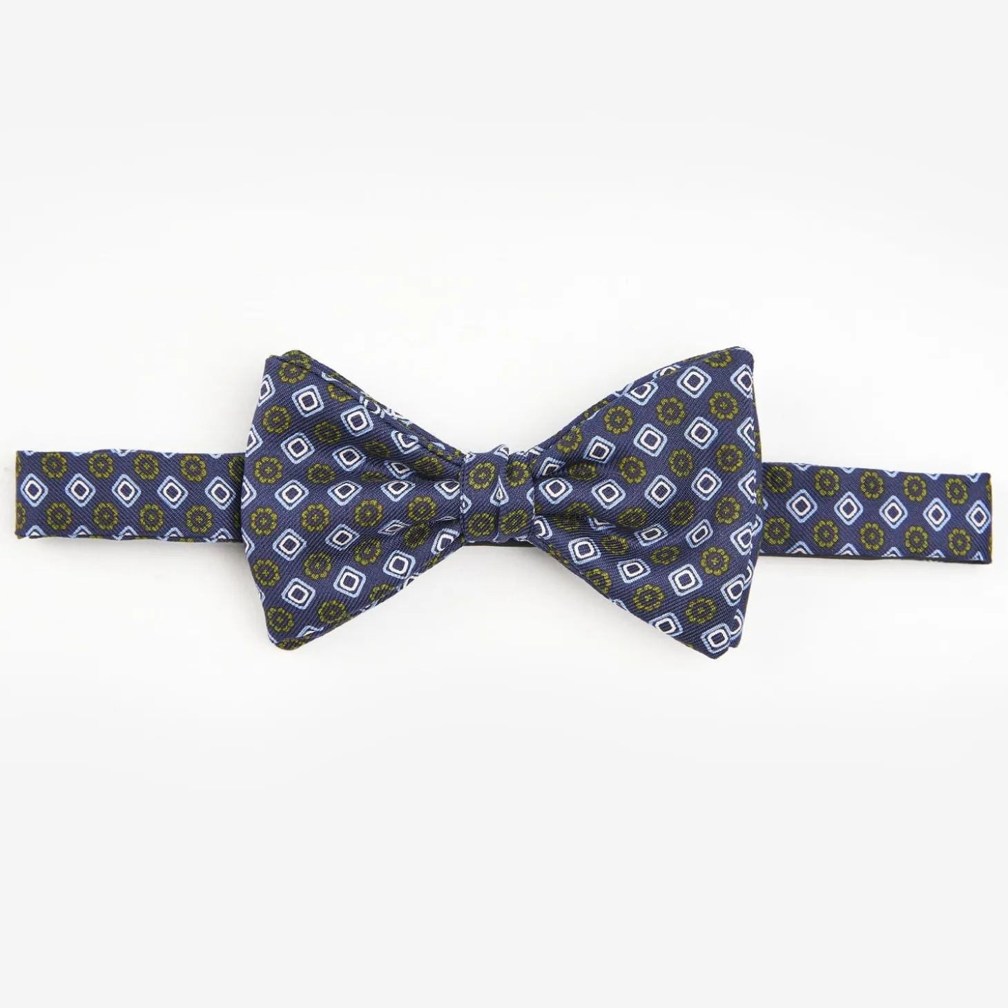 Blue Pre-Knotted Silk Bowtie- Large Flower Pattern