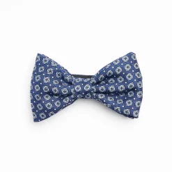 Blue Pre-Knotted Silk Bowtie- Large Geometric Pattern
