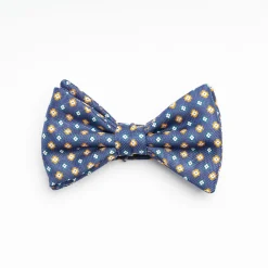 Blue Pre-Knotted Silk Bowtie- Small Flower Pattern