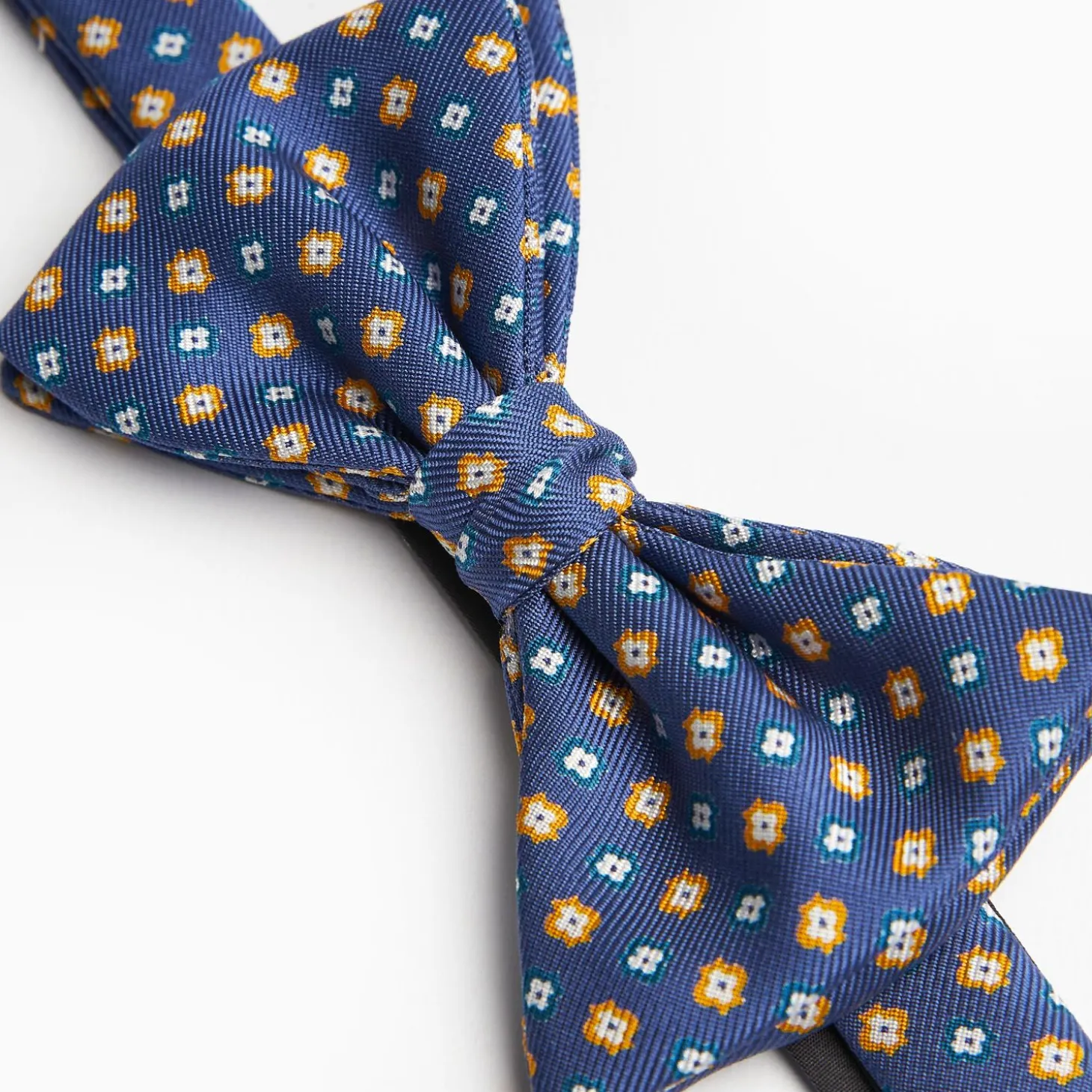 Blue Pre-Knotted Silk Bowtie- Small Flower Pattern