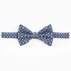 Blue Pre-Knotted Silk Bowtie- Small Flower Pattern