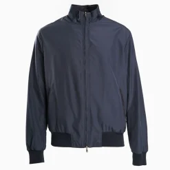 Blue Reversible Suede Leather And Nylon Jacket