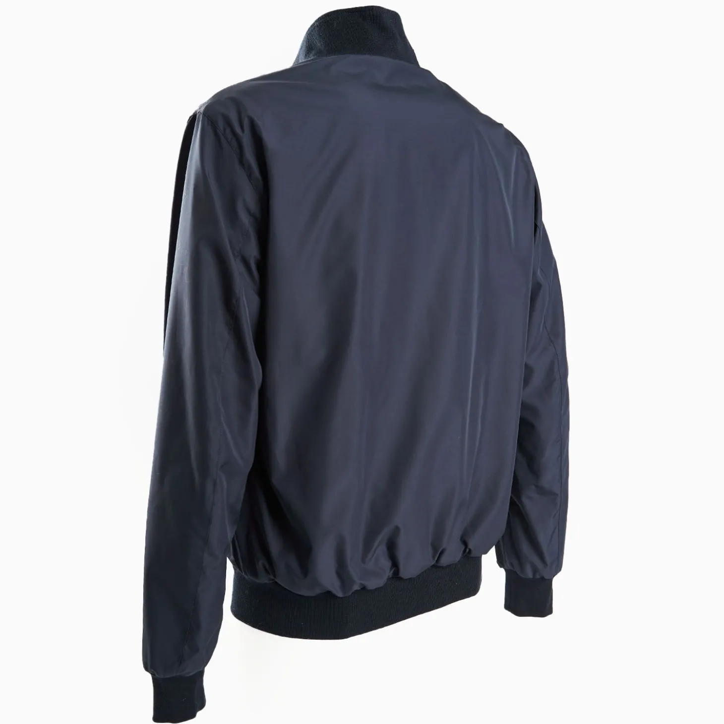 Blue Reversible Suede Leather And Nylon Jacket
