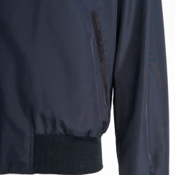 Blue Reversible Suede Leather And Nylon Jacket