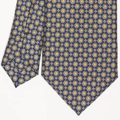 Blue Sartorial Classic Silk Tie Large Flower Pattern