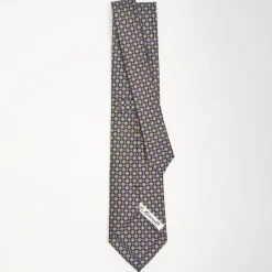 Blue Sartorial Classic Silk Tie Large Flower Pattern