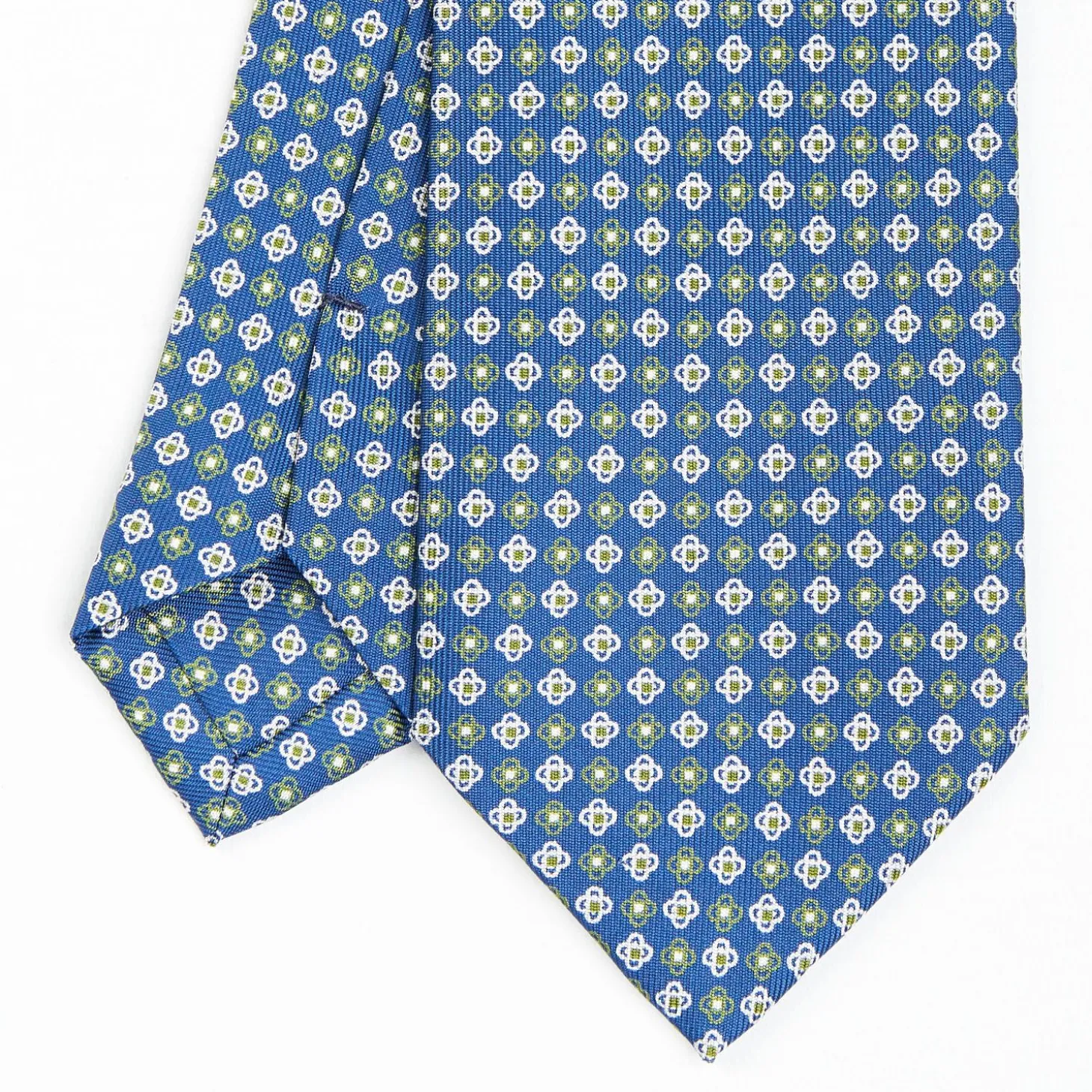 Blue Sartorial Classic Silk Tie - Small Flower Pattern