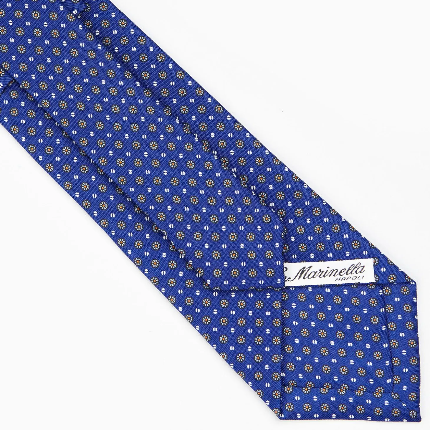 Blue Sartorial Classic Silk Tie - Small Flower Pattern